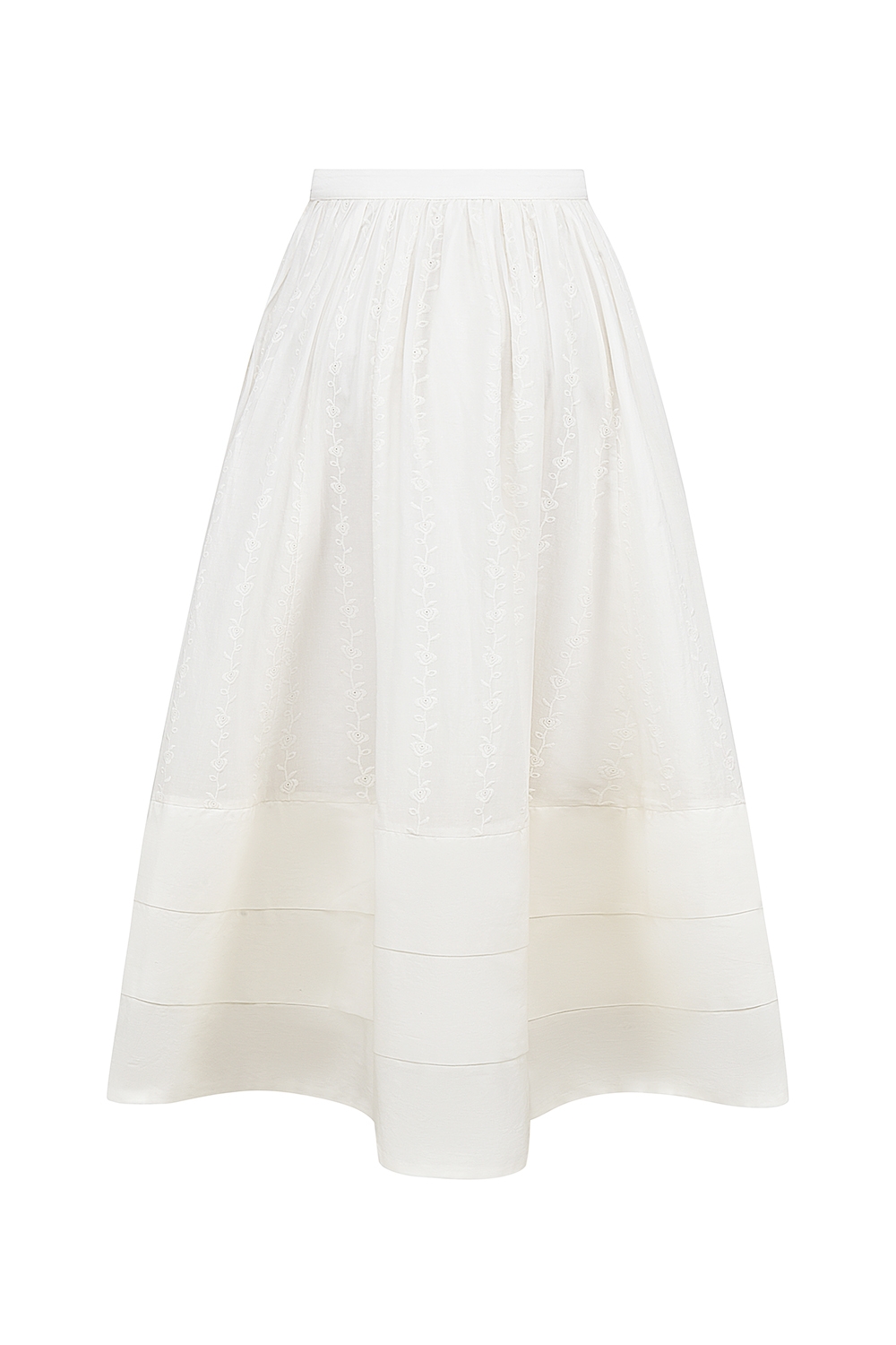 Augustine  White Embroidered Cotton Midi Skirt — image 15