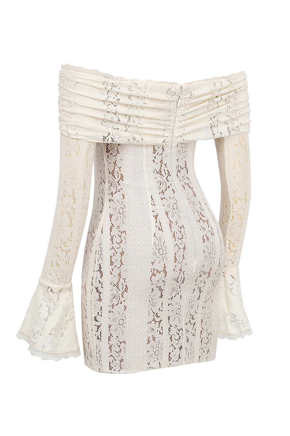 Sadie  Vintage Cream Floral Lace Off Shoulder Mini Dress — image 13