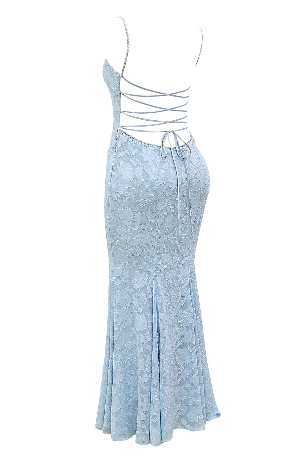 Joan  Bluebell Lace Up Back Maxi Dress — image 14