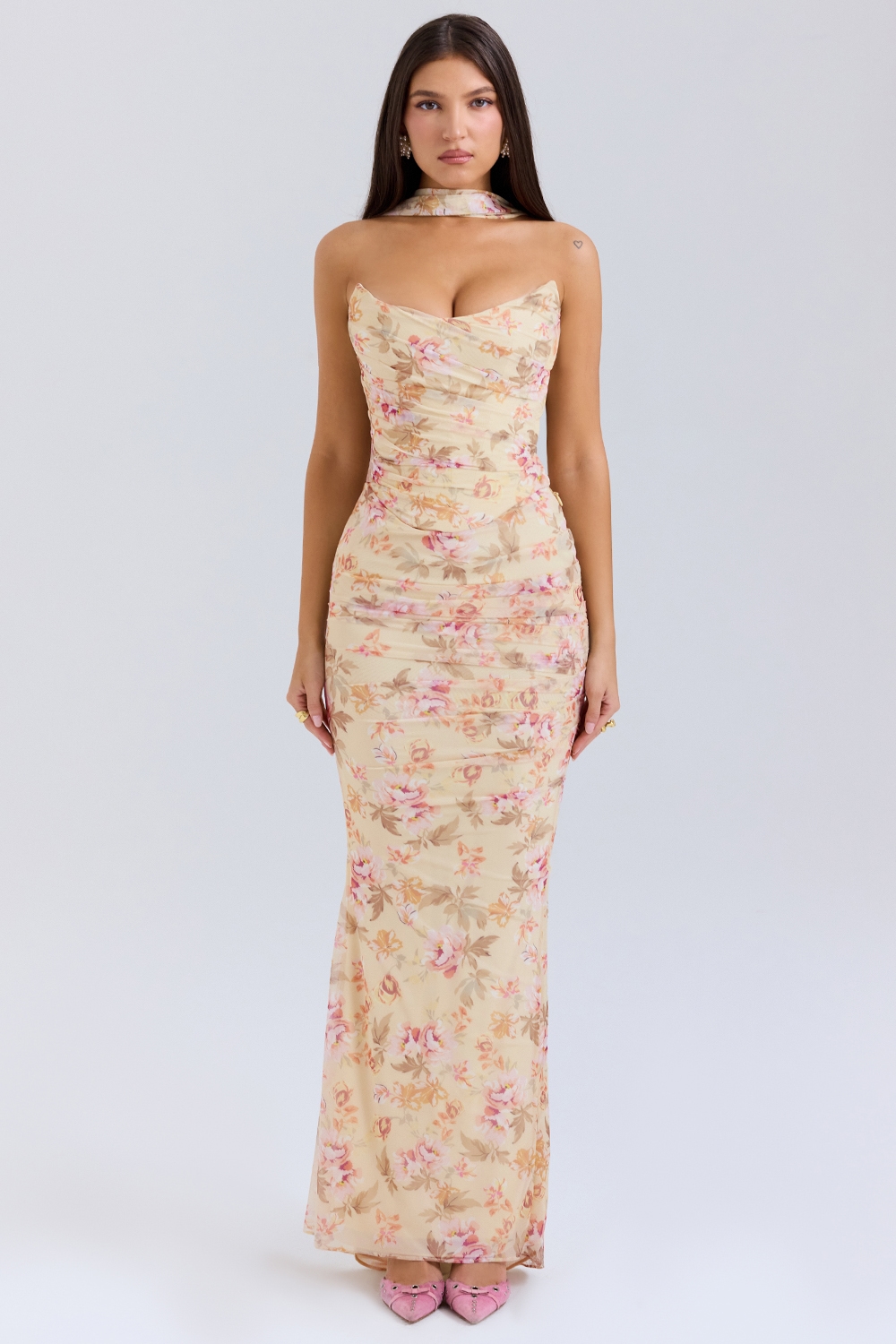 Cassidy  Honeyflower Print Fluted Hem Maxi Skirt — image 1