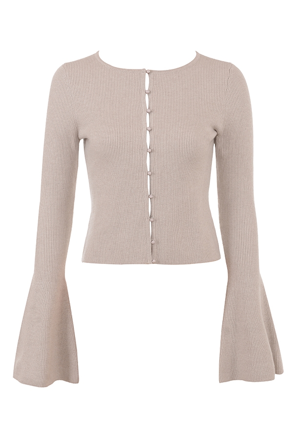 Aster  Biscuit Wool Cashmere Long Sleeve Cardigan — image 8
