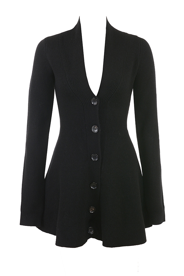 Aubrey  Black Wool Knitted Cardigan Dress — image 9