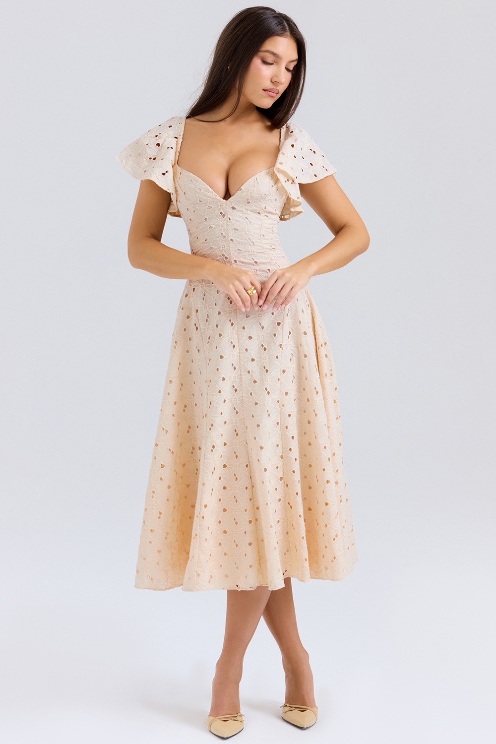Amaya  Cream Tea Broderie Anglais Midi Dress — image 5