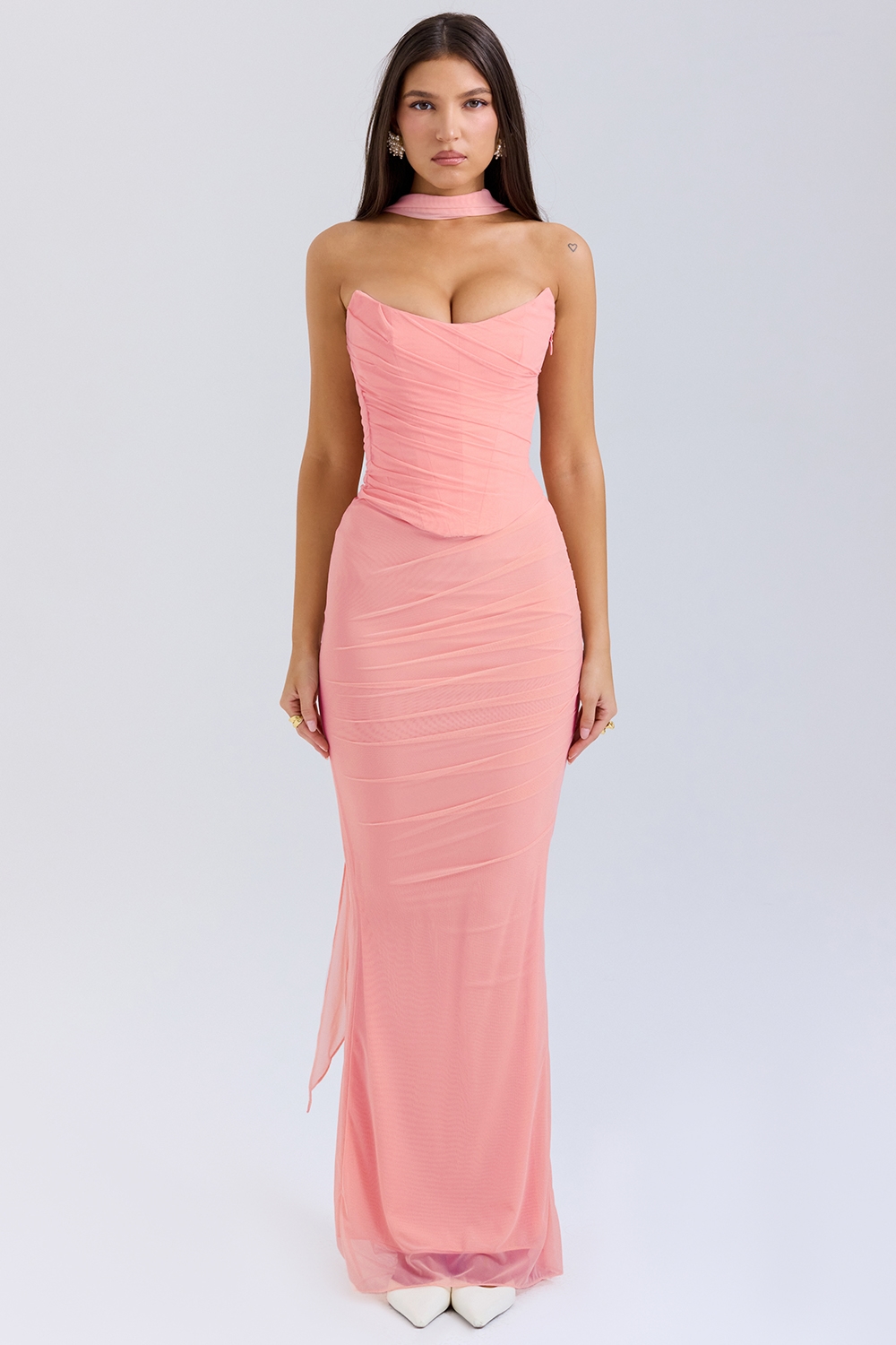 Cassidy  Peach Fluted Hem Maxi Skirt — image 2