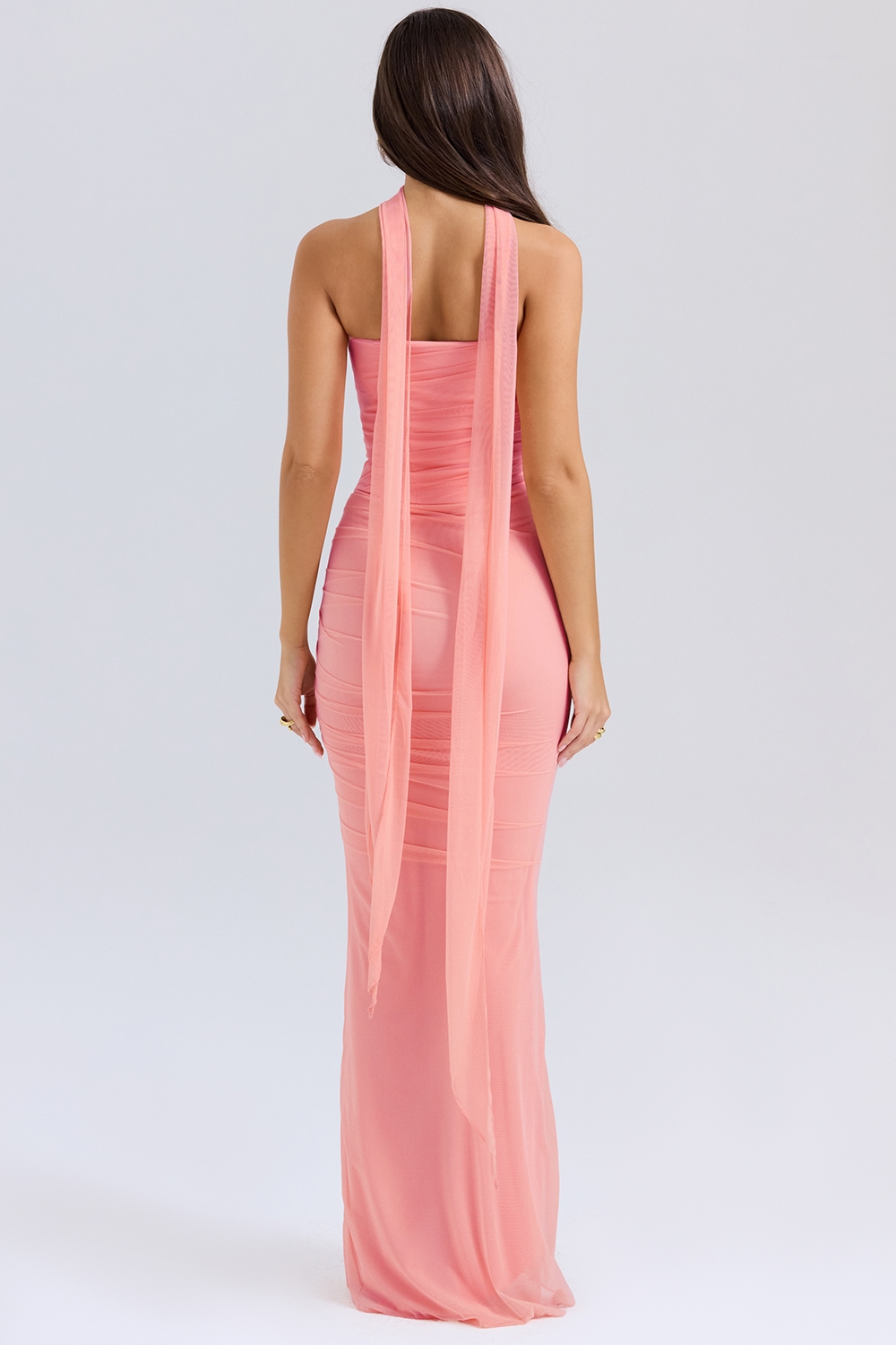 Hallie  Peach Strapless Corset With Neck Scarf — image 7