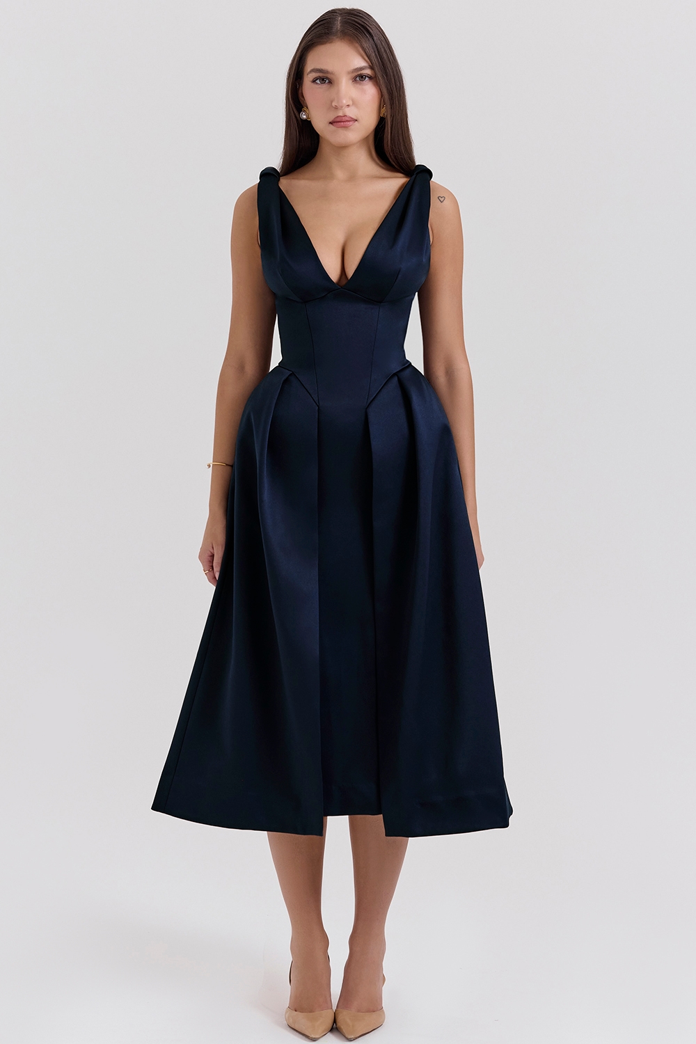 Paloma  Midnight Twist Strap Satin Midi Dress — image 3