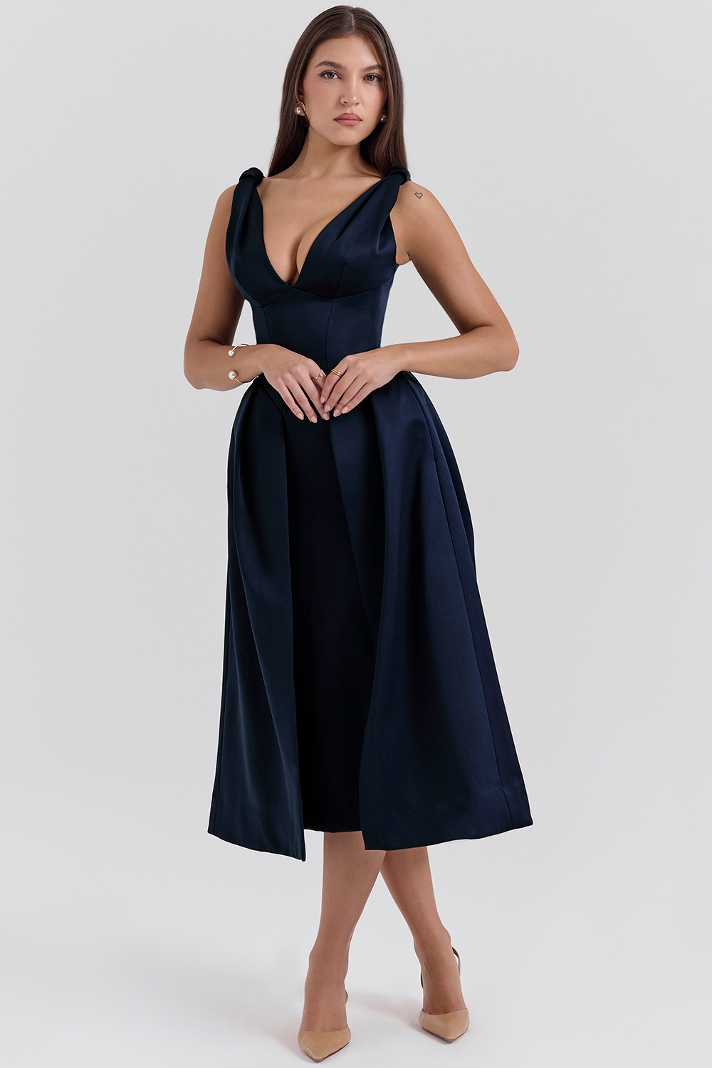 Paloma  Midnight Twist Strap Satin Midi Dress — image 1