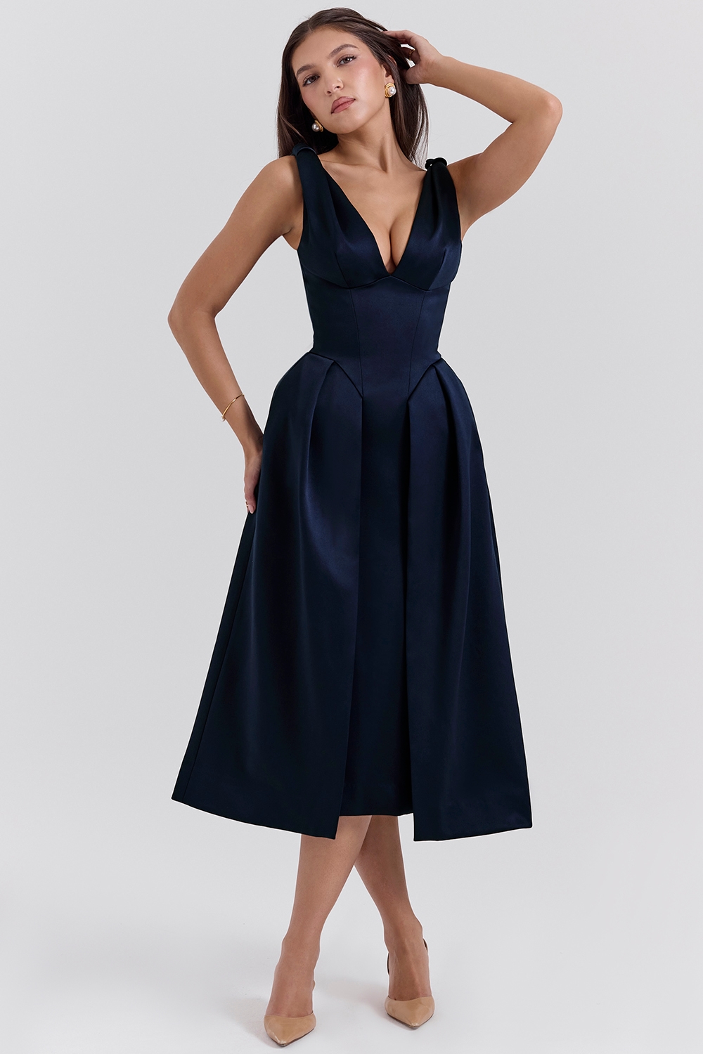Paloma  Midnight Twist Strap Satin Midi Dress — image 5