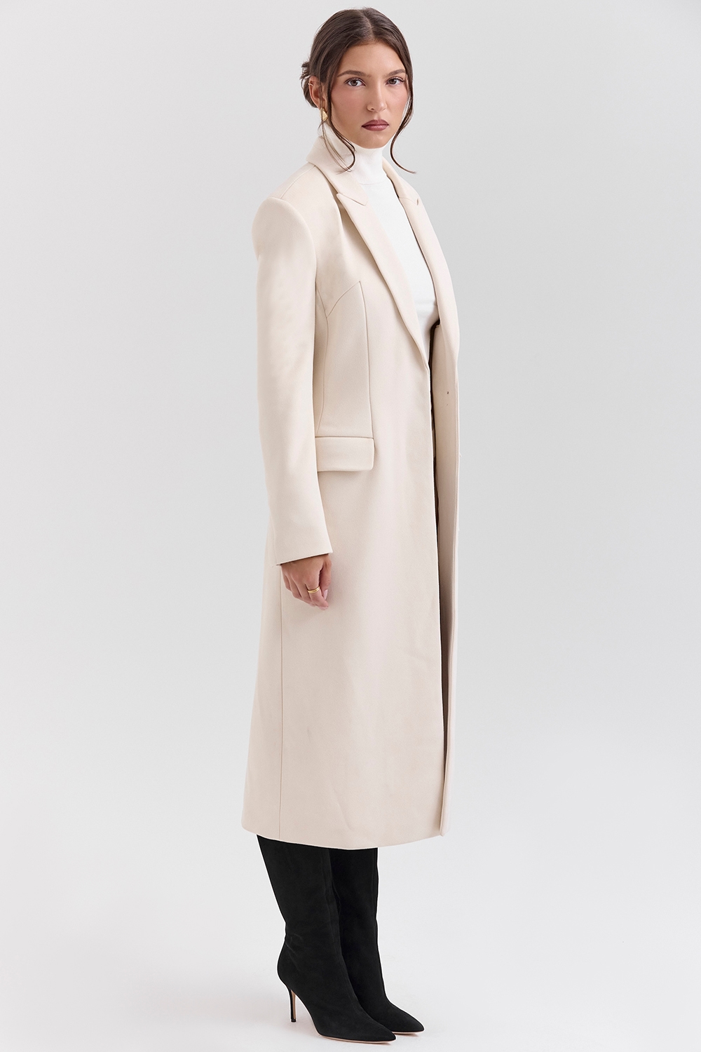 Remi  Ivory Single Breasted Long Coat — image 6