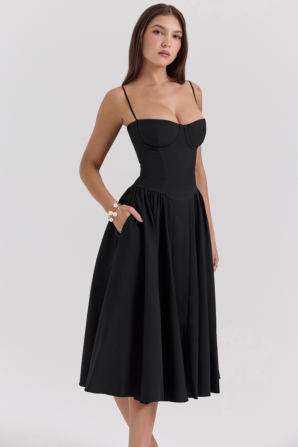 Samaria  Black Corset Midi Dress — image 5
