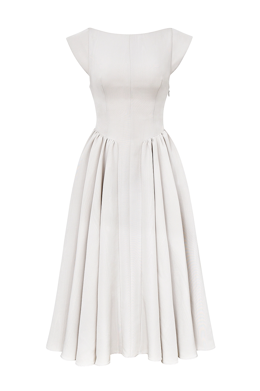 Debutante  French Dove Moire Satin Backless Midi Dress — image 12
