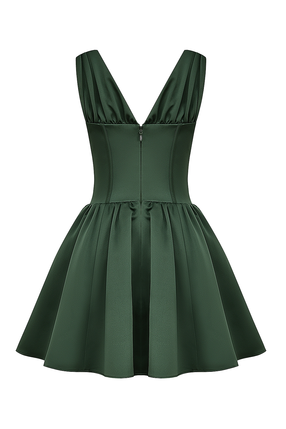 Emmeliette  Forest Green Satin Mini Dress — image 12