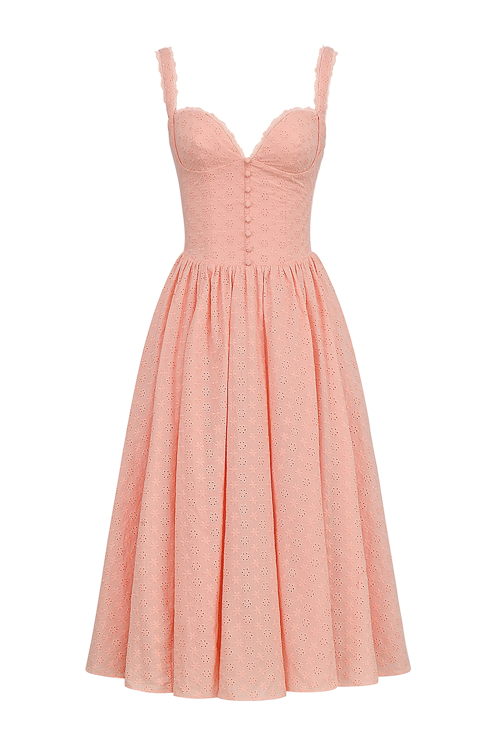 Adalyn  Peach Broderie Anglais Midi Sundress — image 9
