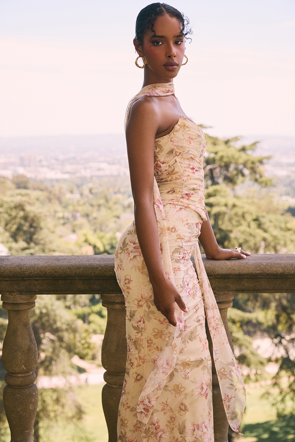 Cassidy  Honeyflower Print Fluted Hem Maxi Skirt — image 7