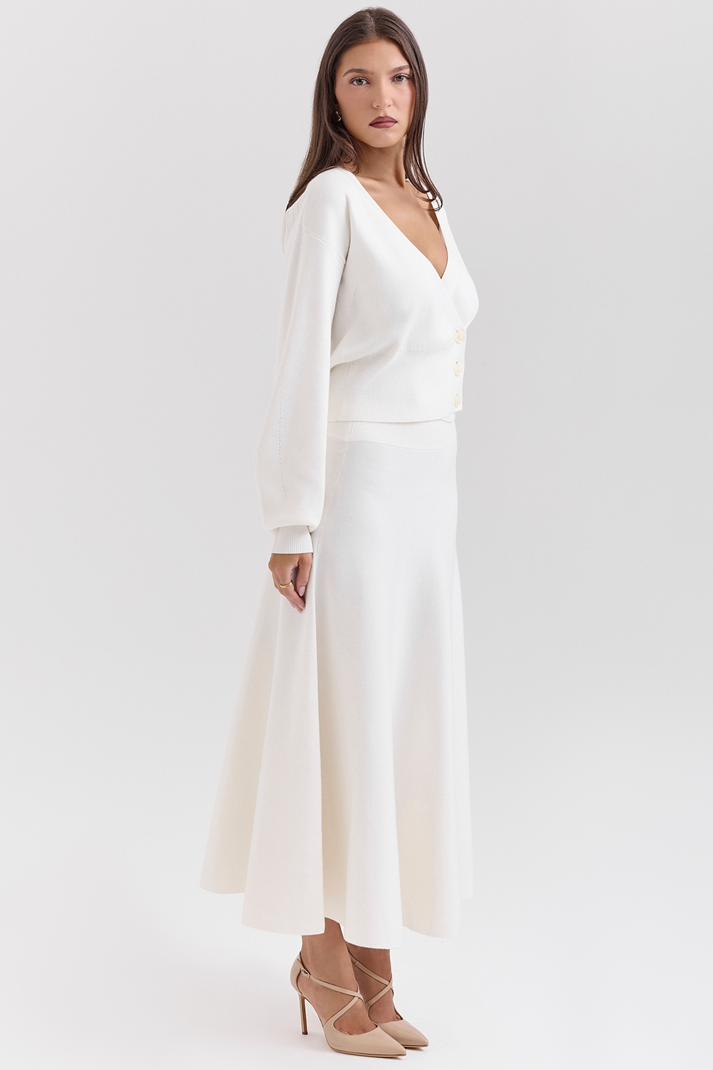 Rowan  Ivory Wool Balloon Sleeve Wrap cardigan — image 5