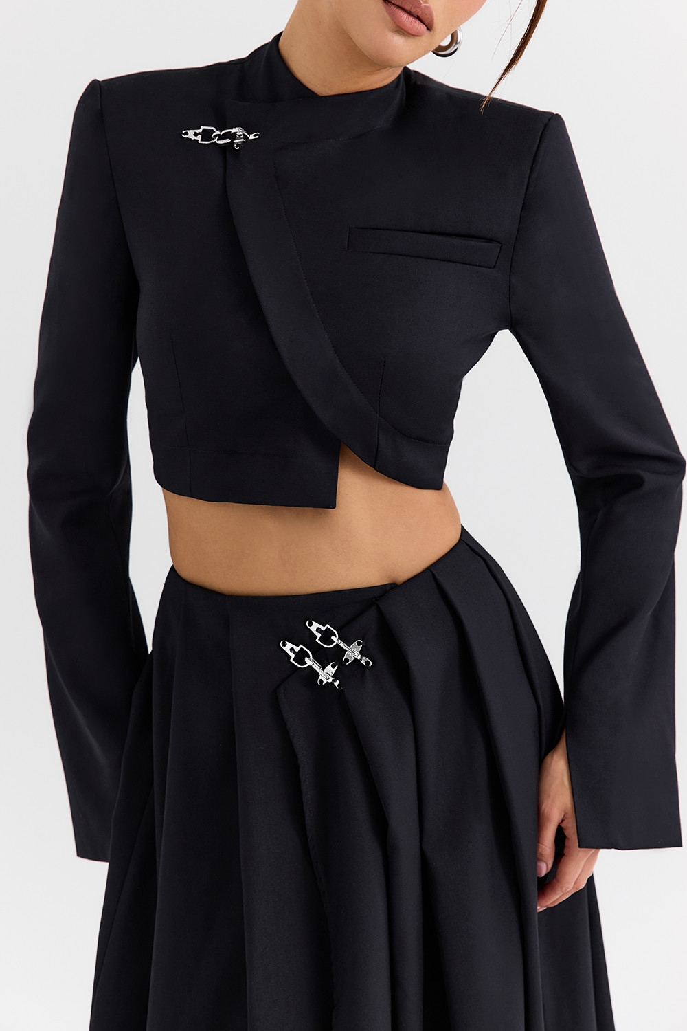 Mistress Rocks Black Cropped Wrap Front Jacket - SALE