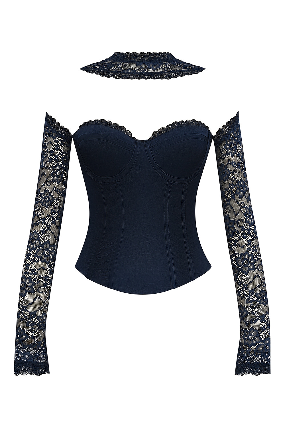 Mistress Rocks Navy Satin & Lace Corset - SALE — image 9