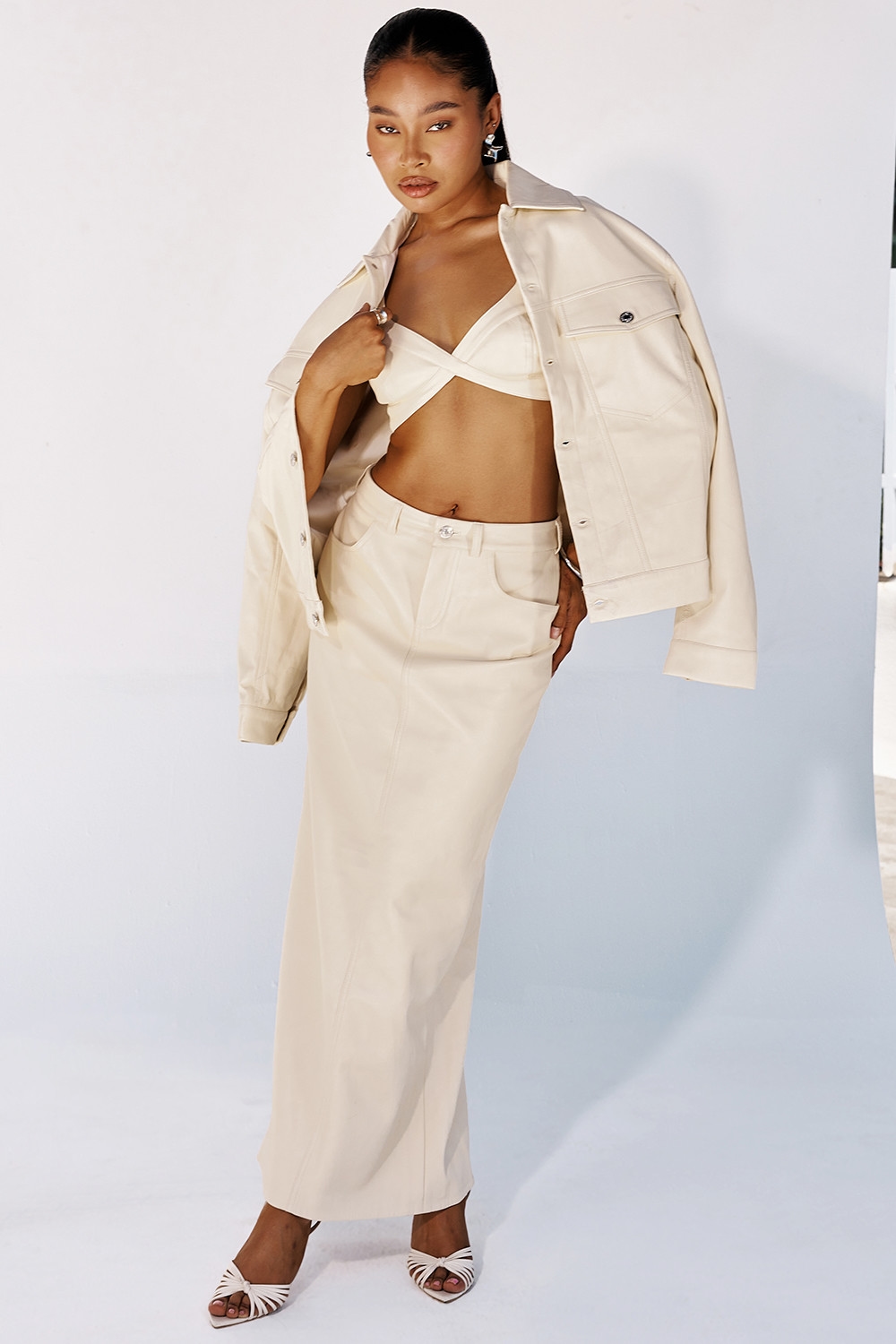 Mistress Rocks Cream Vegan Leather Jacket - SALE — image 2
