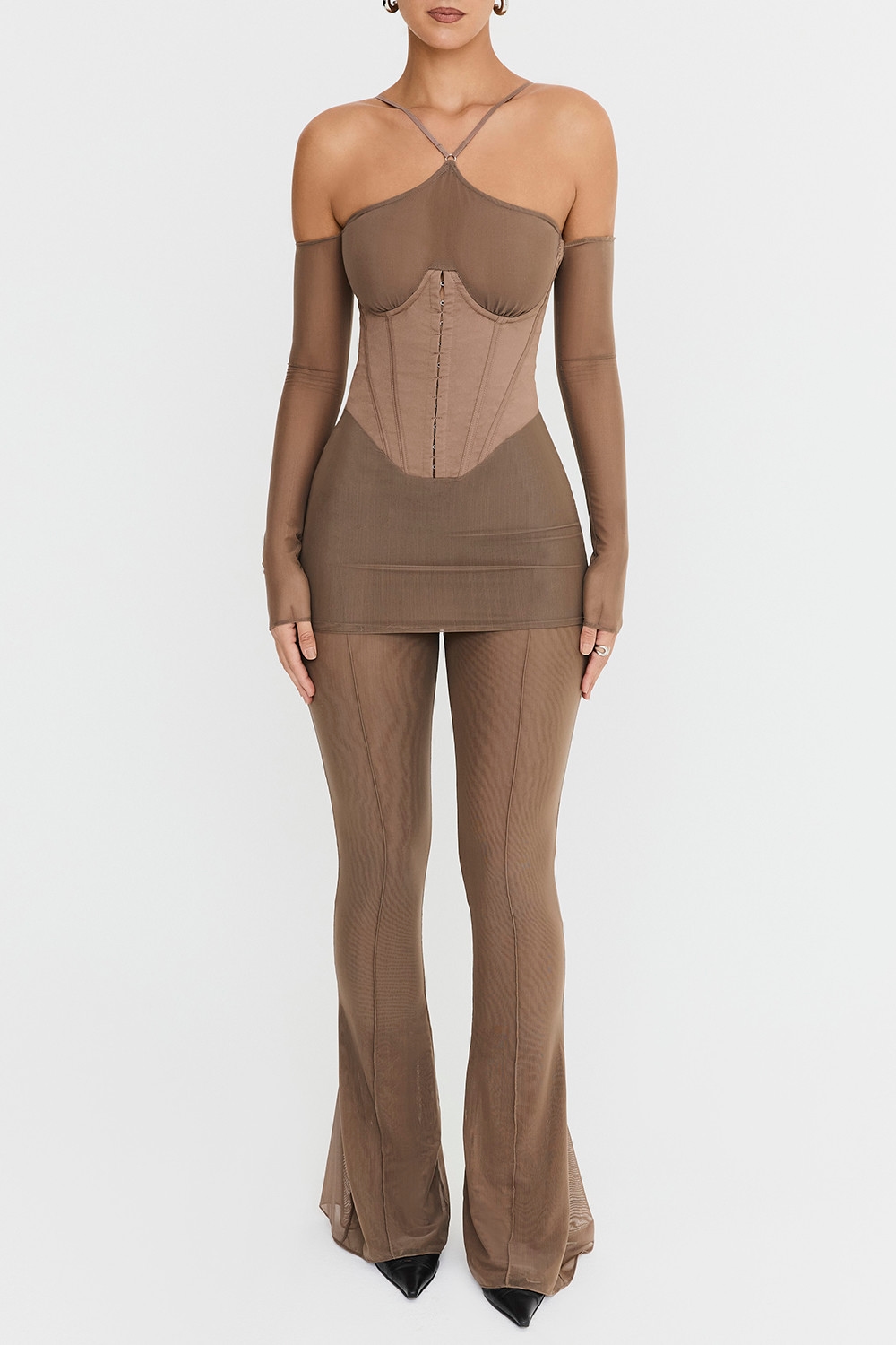 Mistress Rocks Dusty Brown Flared Trousers - SALE — image 3