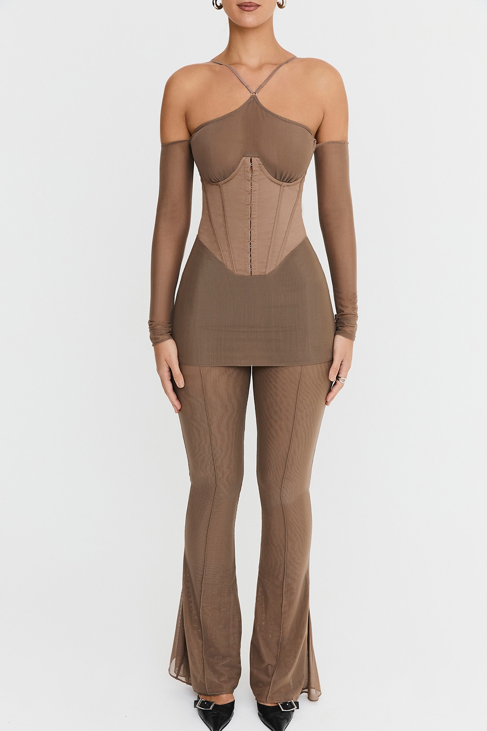 Mistress Rocks Dusty Brown Corset Mini Dress - SALE — image 3