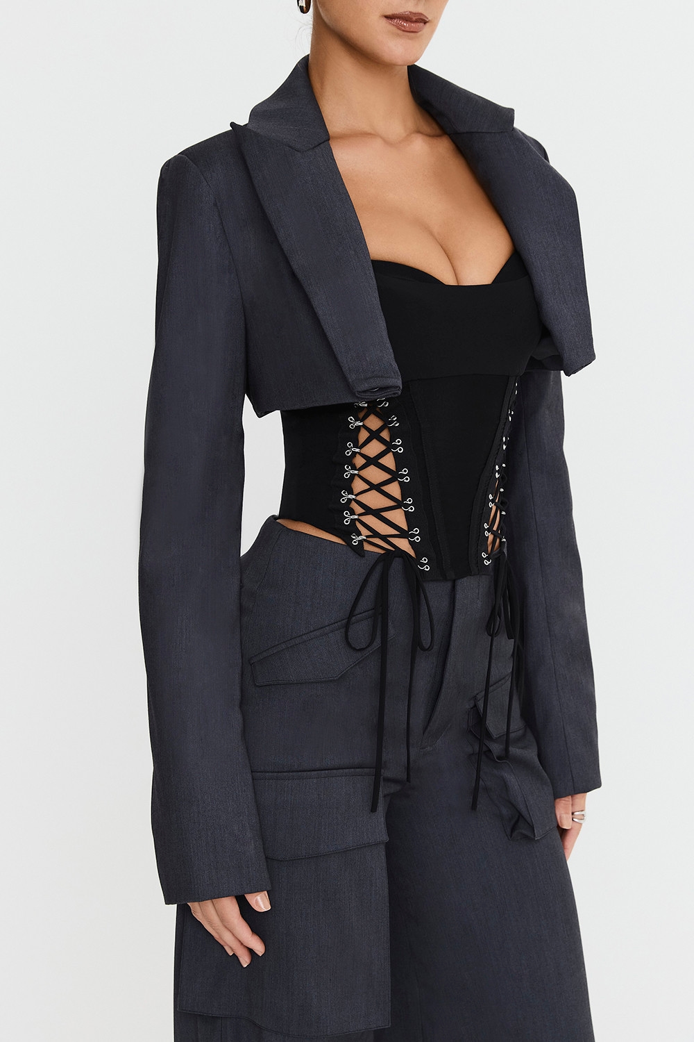 Mistress Rocks Dark Grey Cropped Tailored Jacket - SALE — image 6