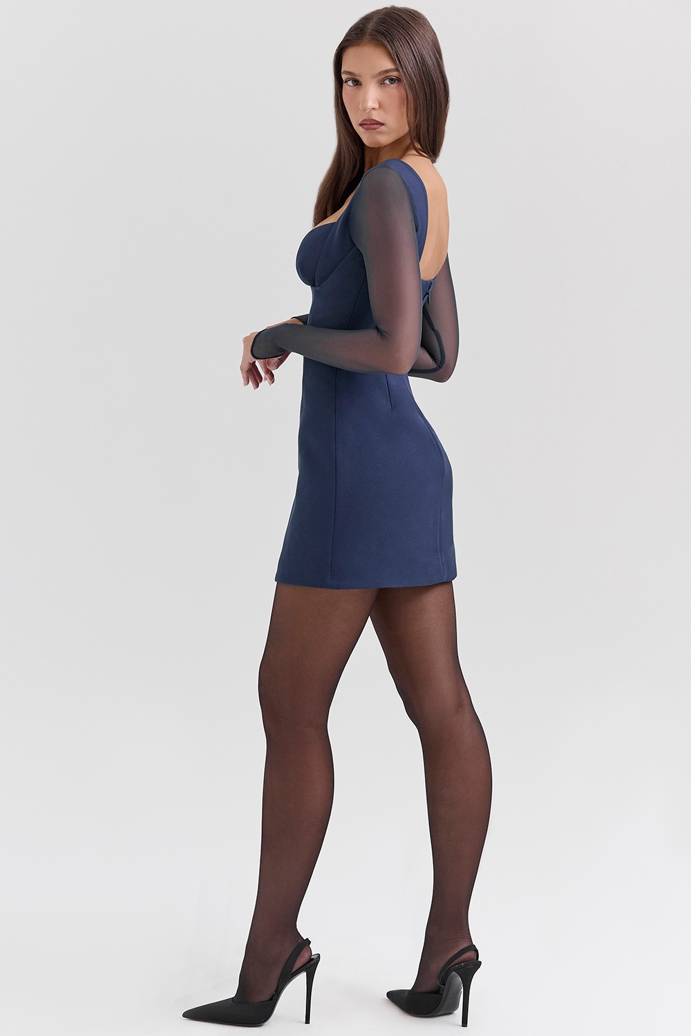 Angelie  Midnight Stretch Crepe Plunge Mini Dress — image 5