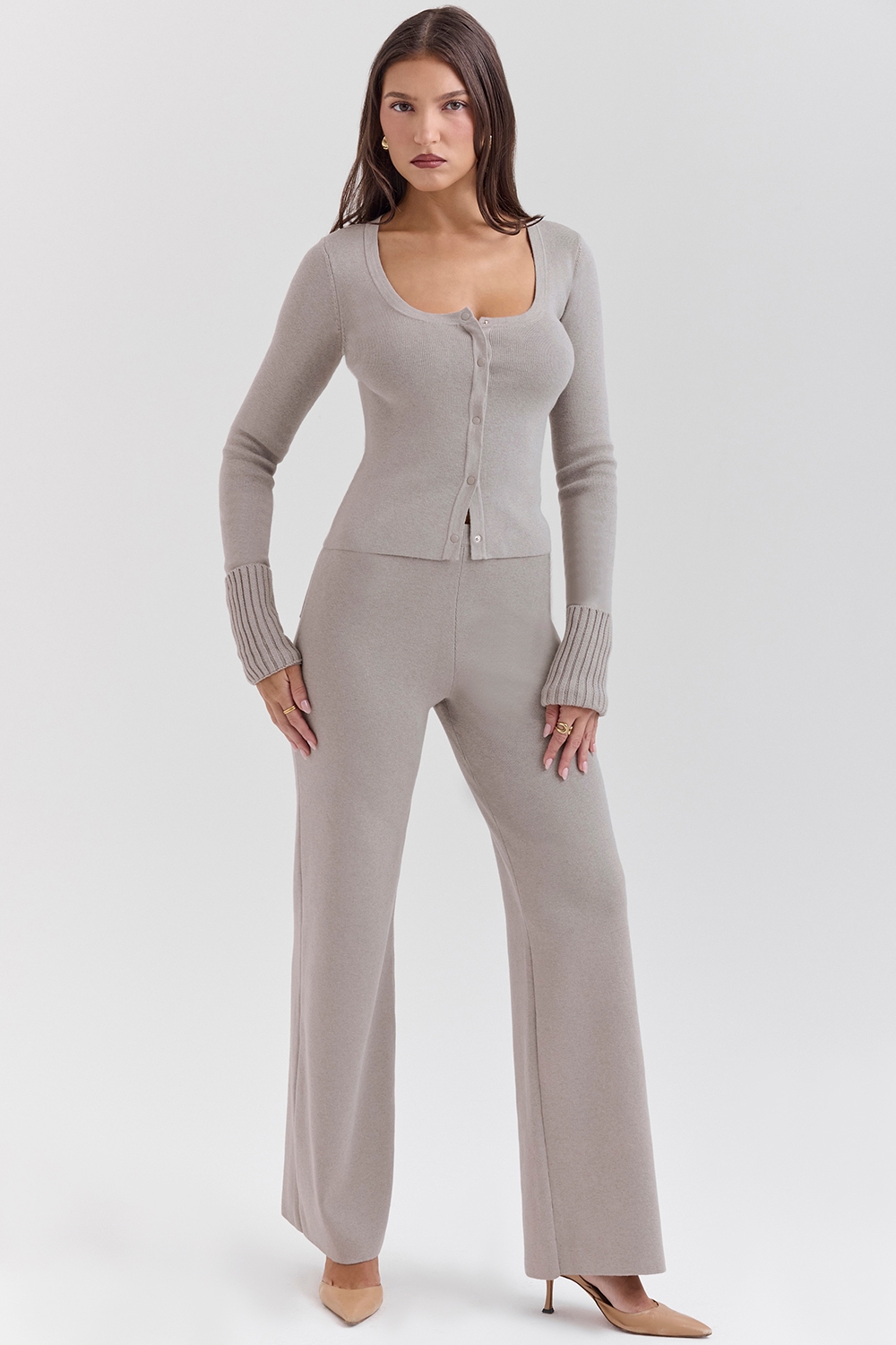 Hunter  Grey Cashmere Straight Leg Trousers — image 3