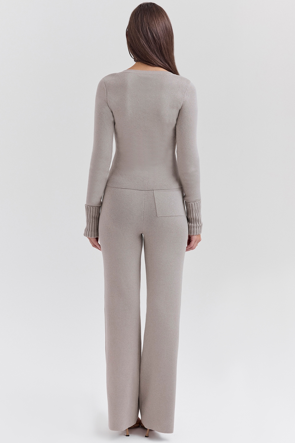 Aspen  Grey Cashmere Ribbed Cuff Cardigan — image 8