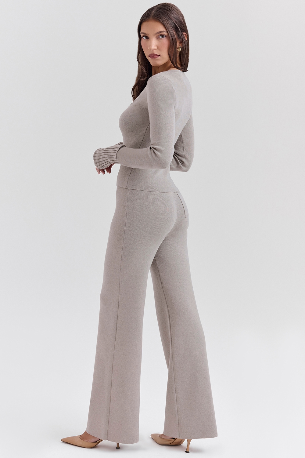 Aspen  Grey Cashmere Ribbed Cuff Cardigan — image 7