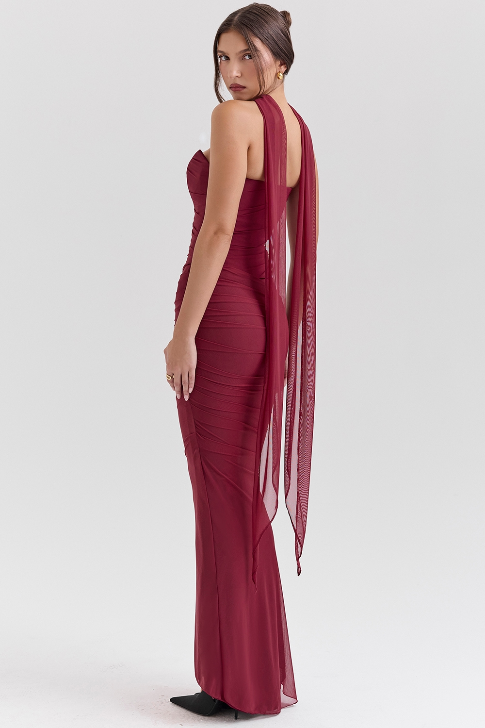 Hallie  Cabernet Strapless Corset with Neck Scarf — image 6