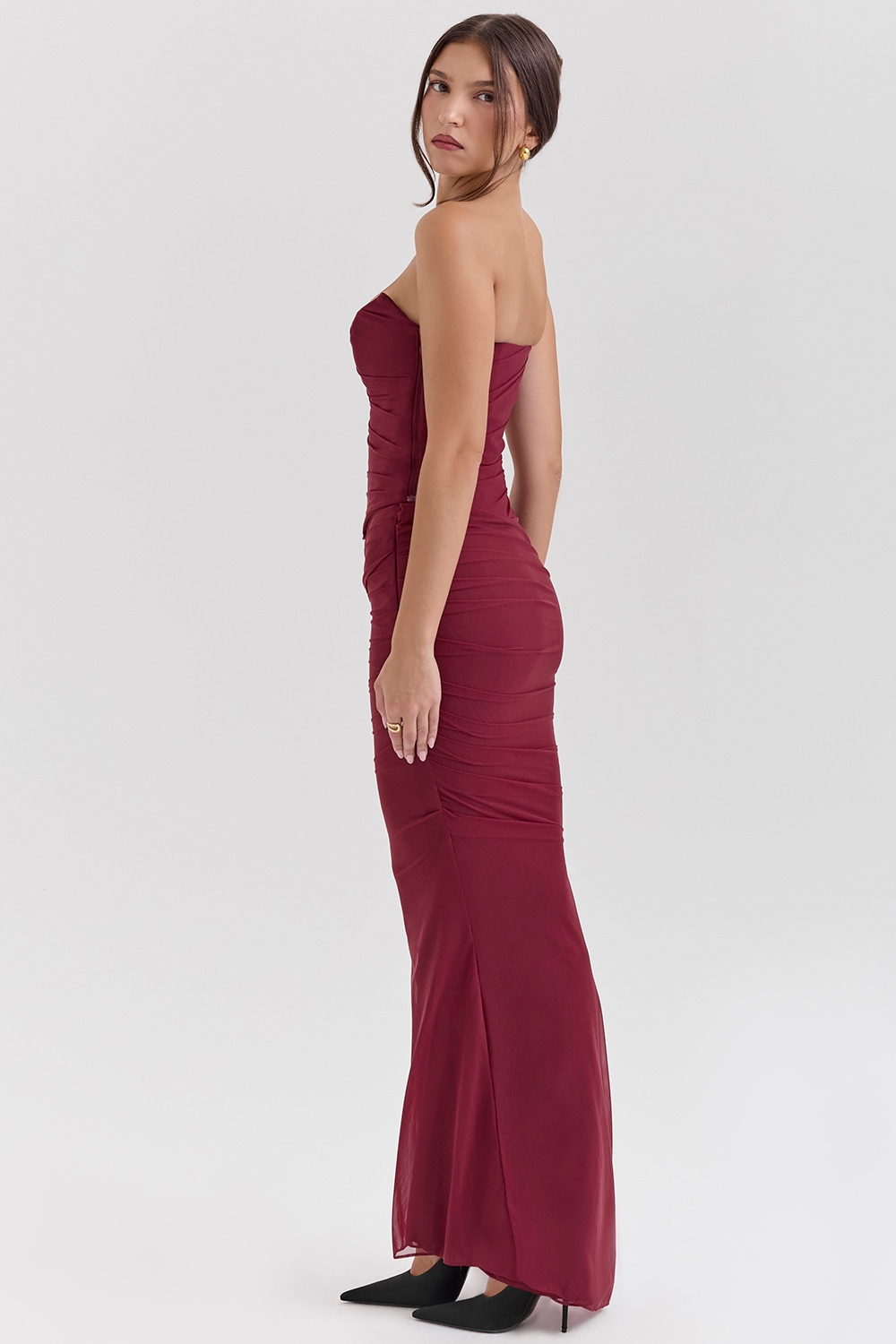 Cassidy  Cabernet Fluted Hem Mesh Maxi Skirt — image 5