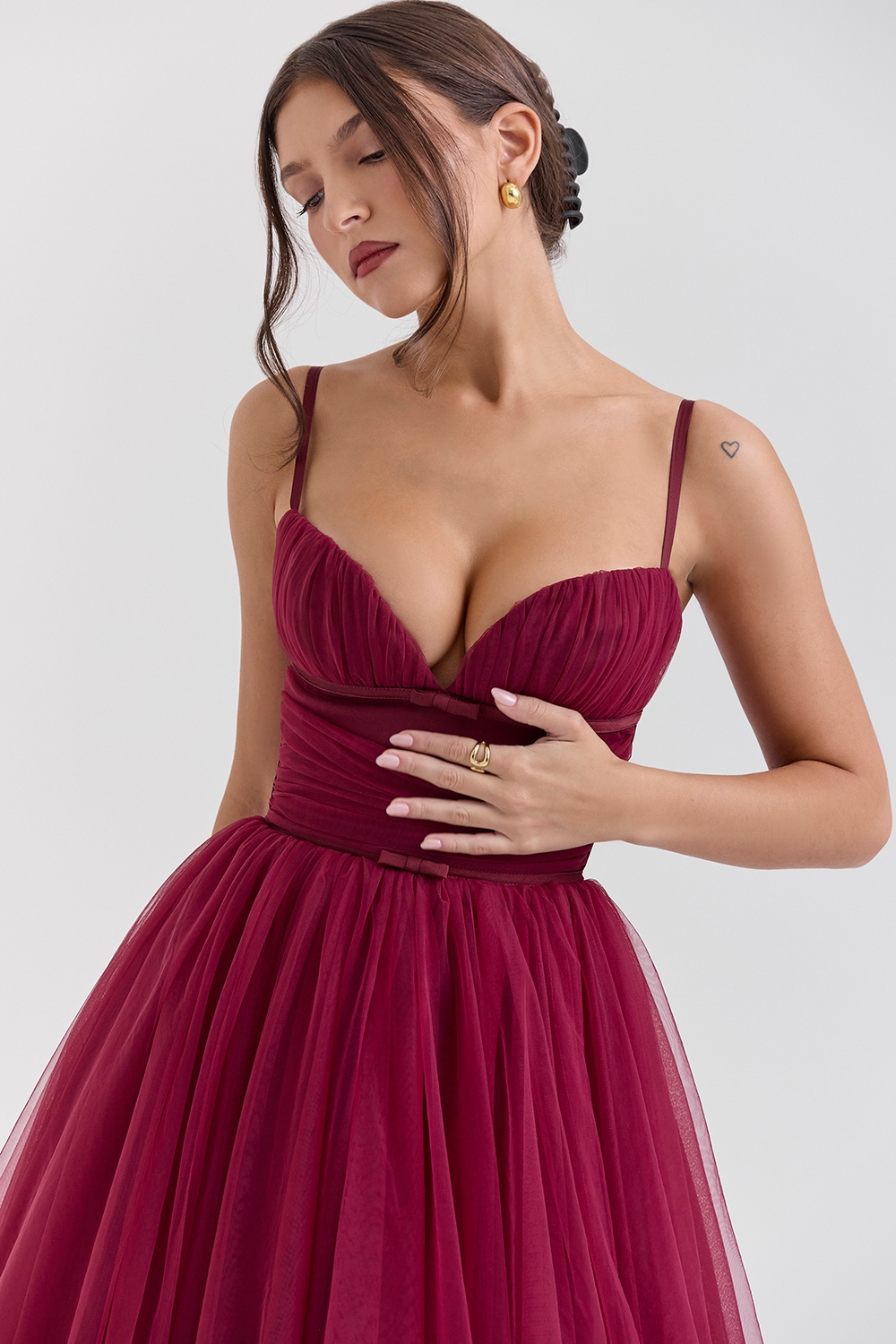 Countess  Cabernet Tulle Midi Dress — image 2
