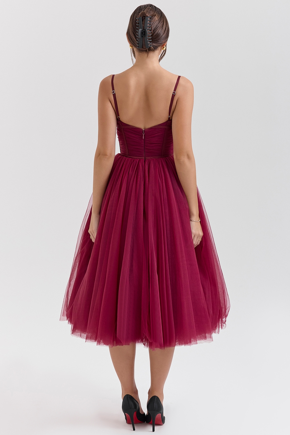 Countess  Cabernet Tulle Midi Dress — image 7