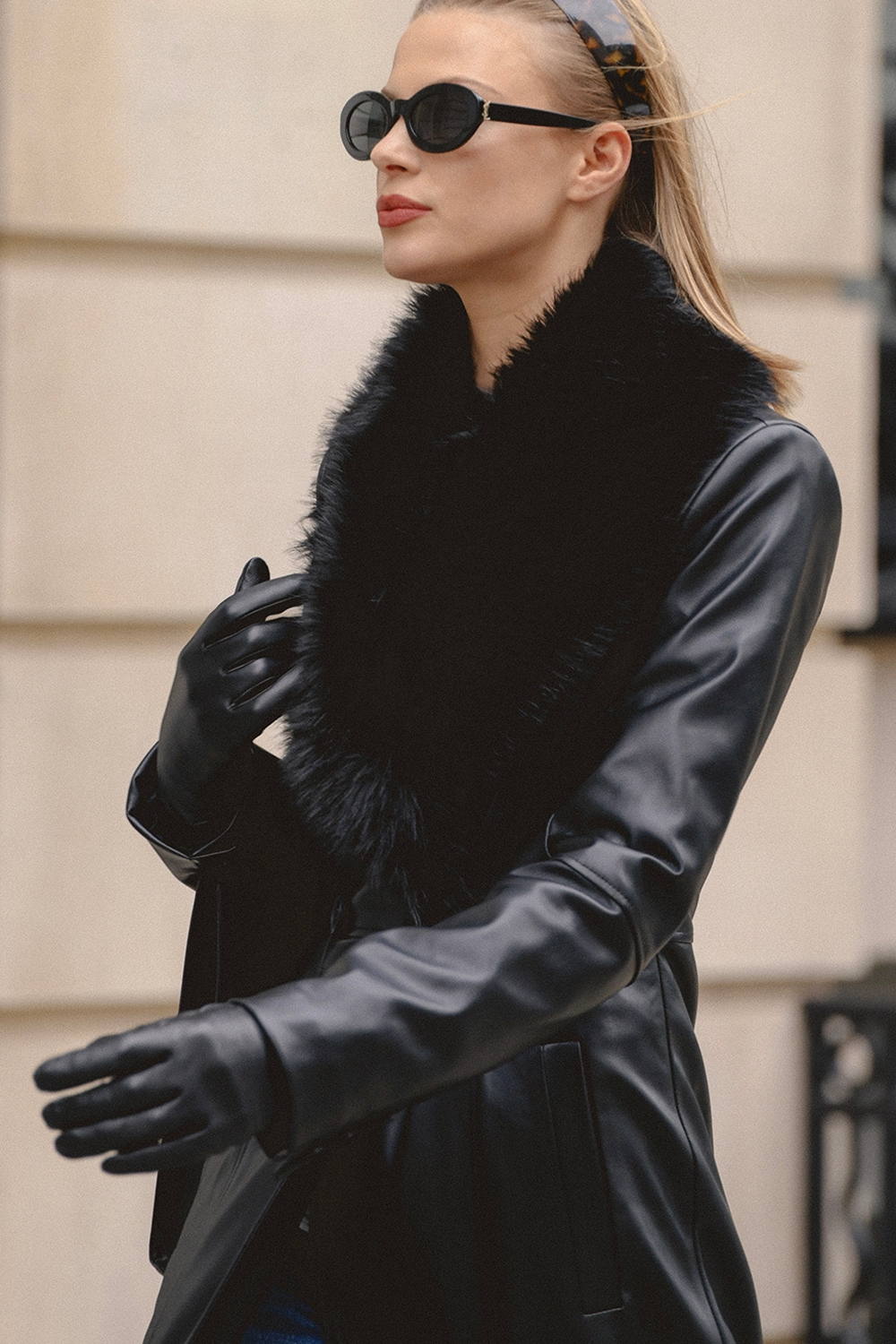 Marcel  Black Faux Fur Trimmed Vegan Leather Coat — image 11