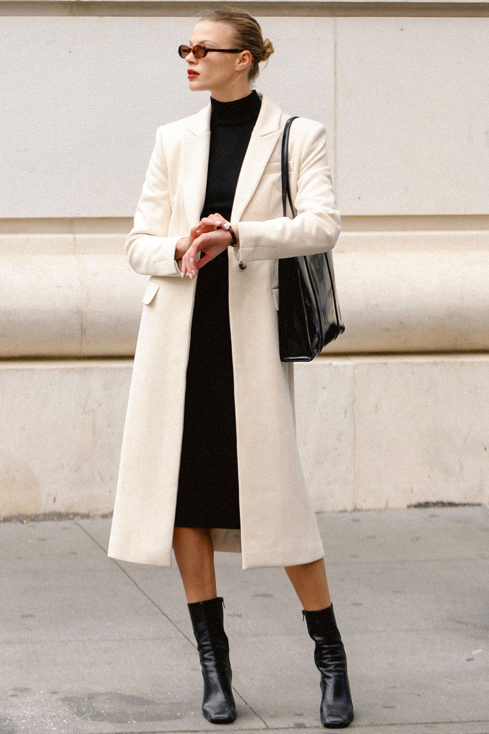 Remi  Ivory Single Breasted Long Coat — image 2