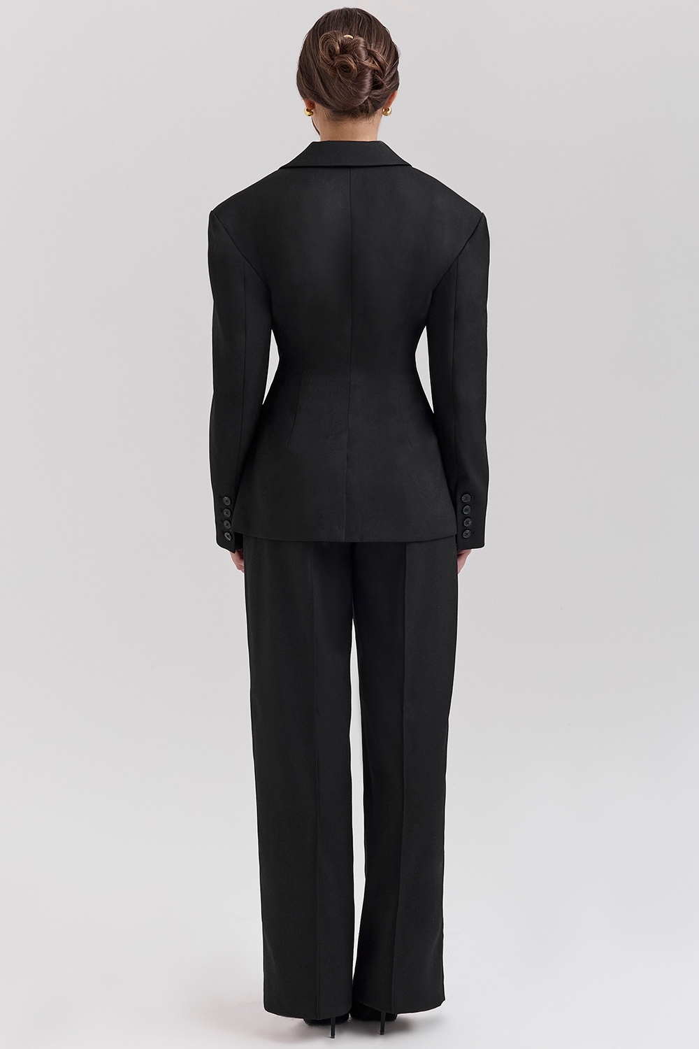 Hayden  Black Wide Leg High Waist Tailored Trousers — image 7