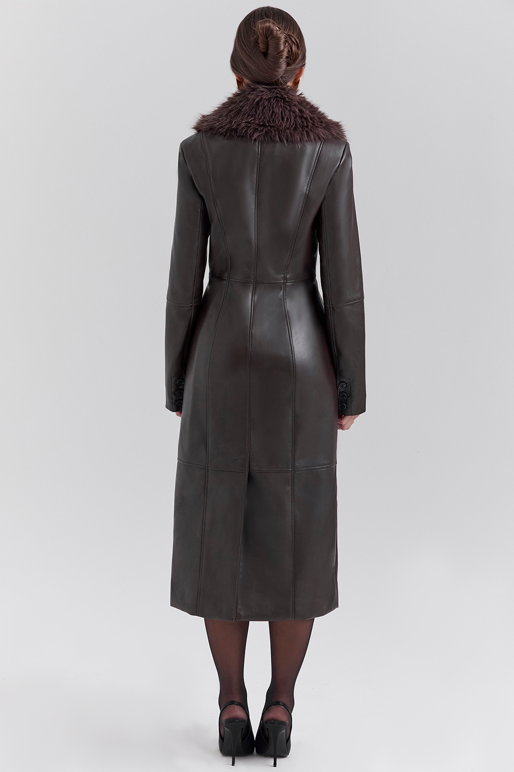 Marcel  Brown Faux Fur Trimmed Vegan Leather Coat — image 7