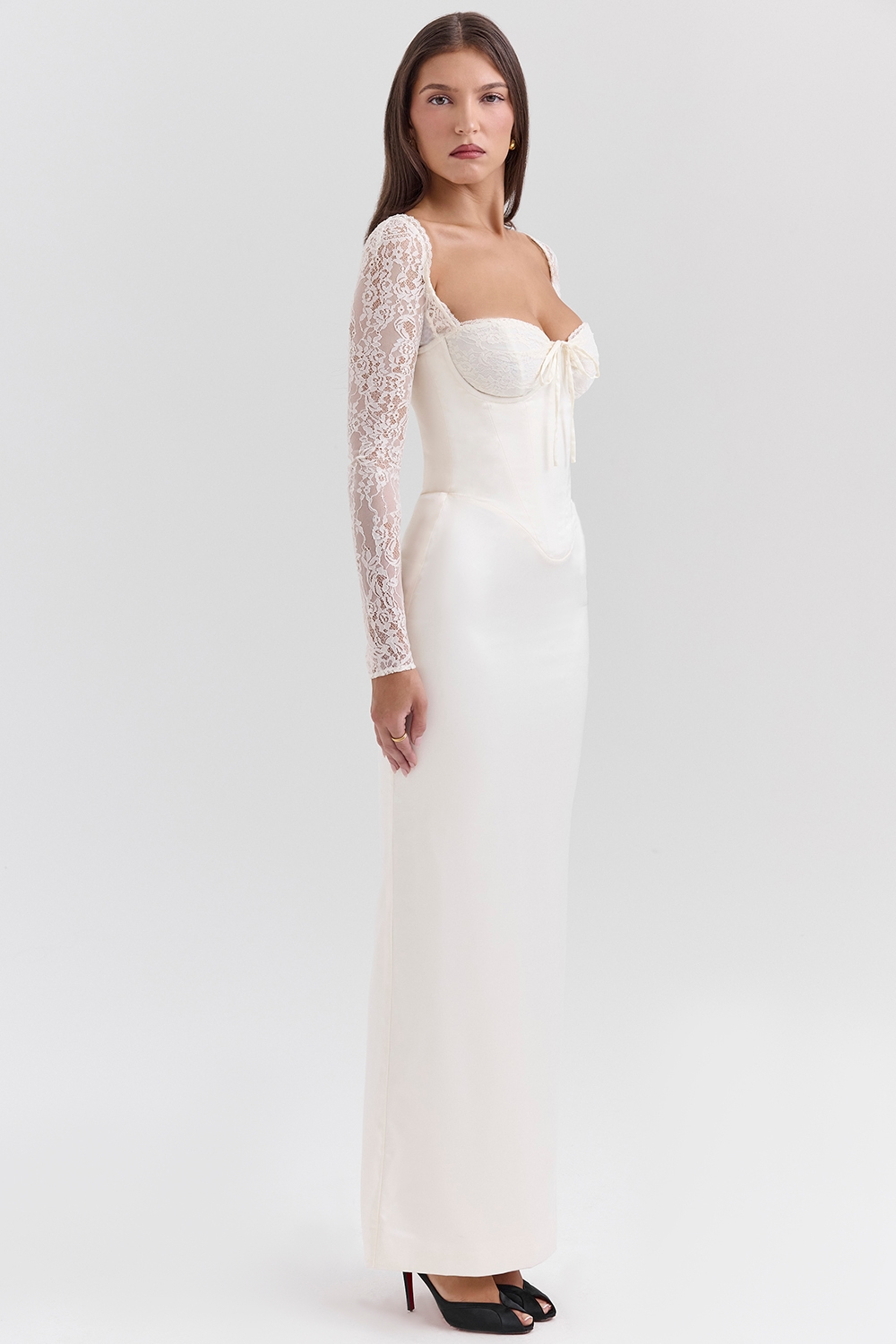 Perdi  Vintage Ivory Satin Maxi Dress — image 5