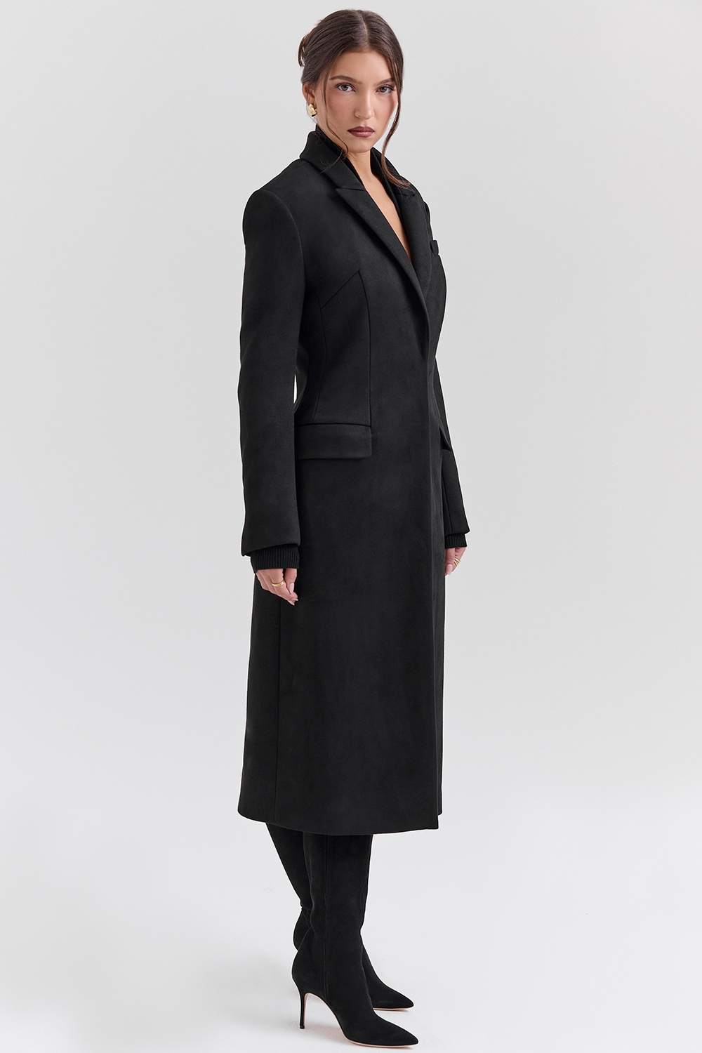 Remi  Black Single Breasted Long Coat — image 8