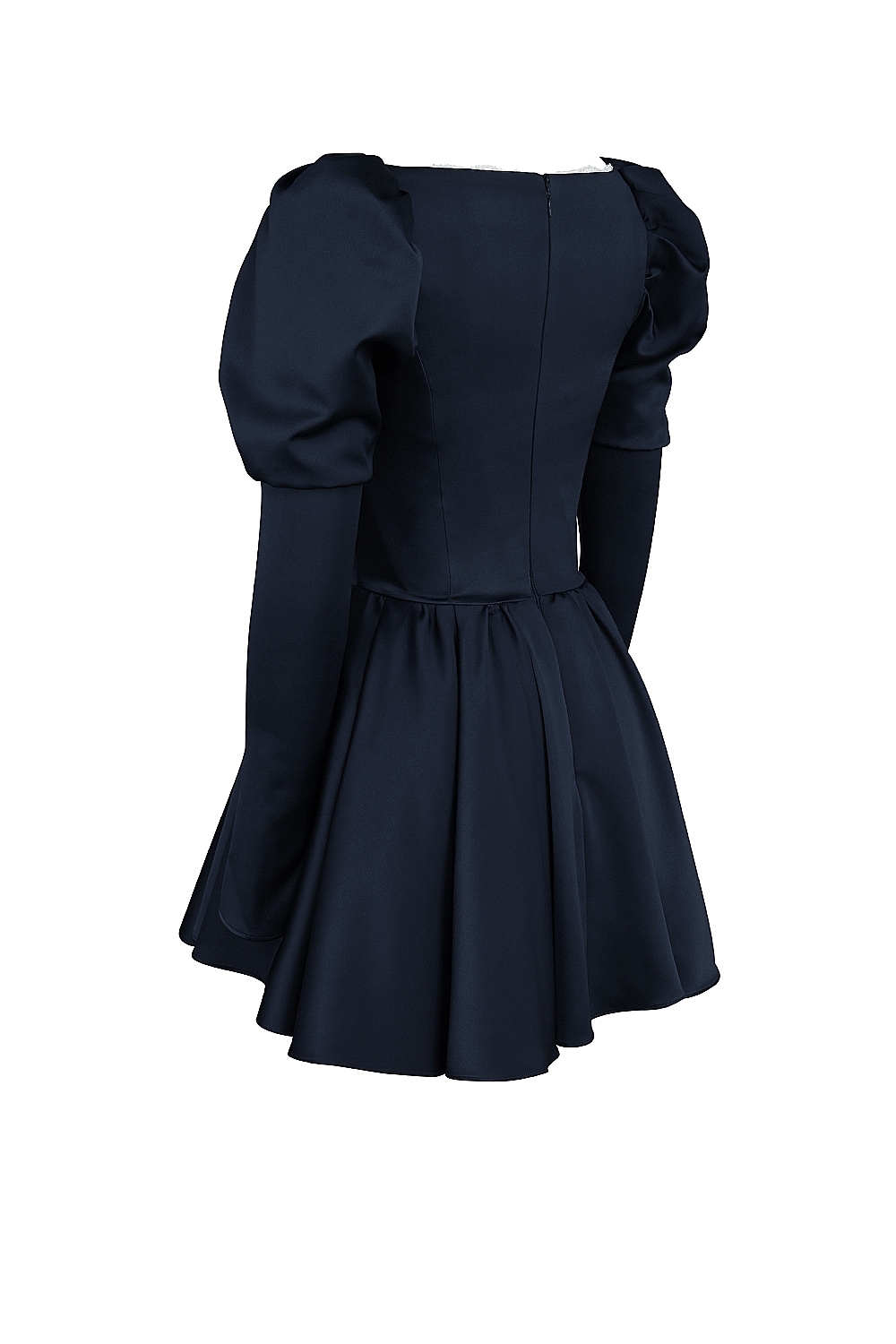 Venetia  Midnight Satin Puff Sleeve Mini Dress — image 12