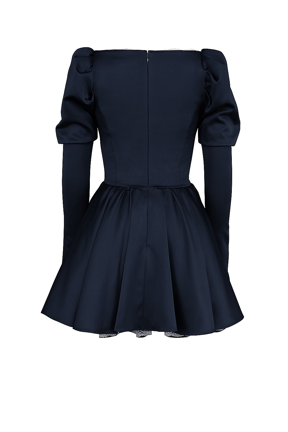 Venetia  Midnight Satin Puff Sleeve Mini Dress — image 13