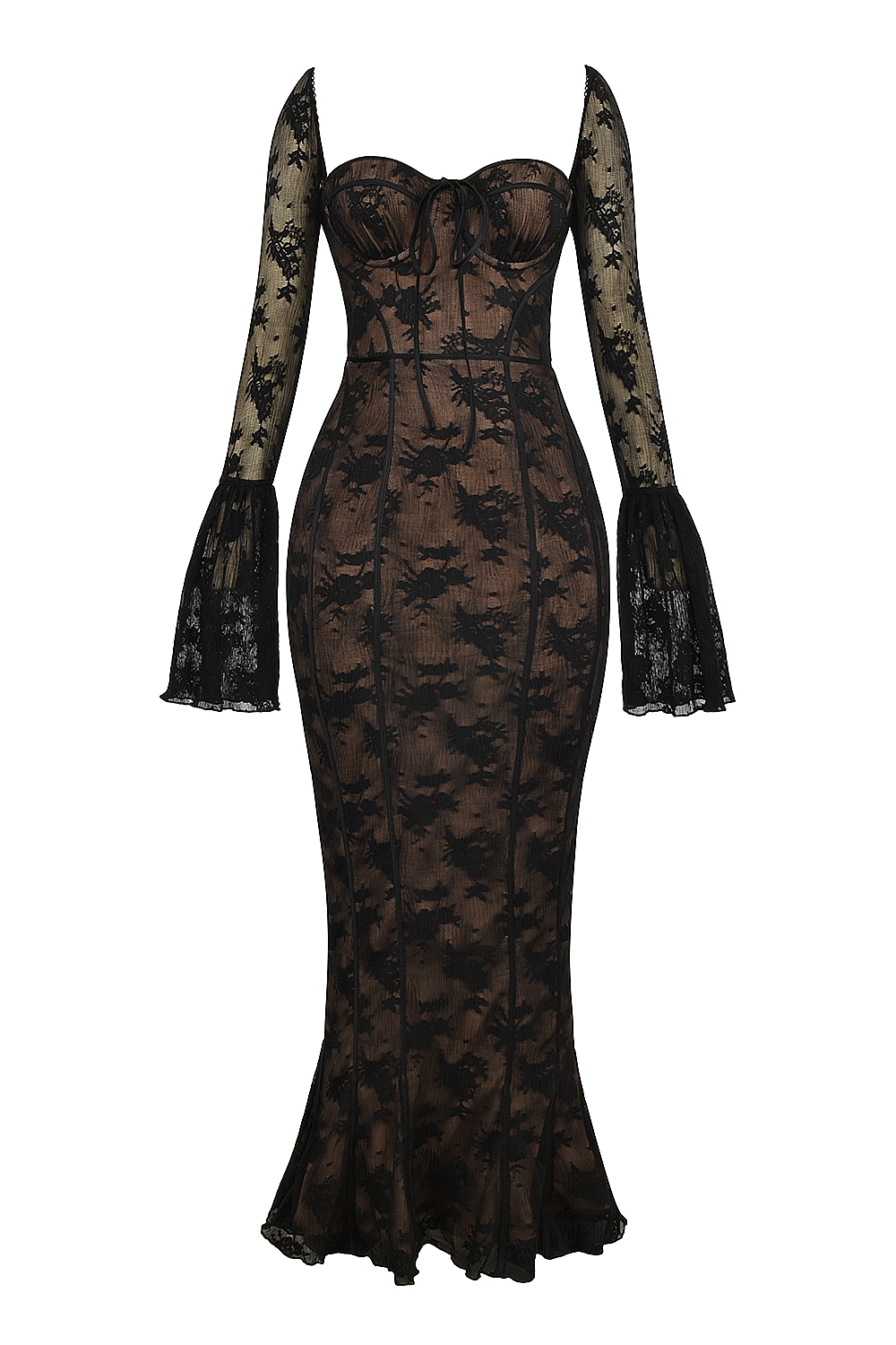 Delilah  Black Long Sleeve Lace Maxi Dress — image 8