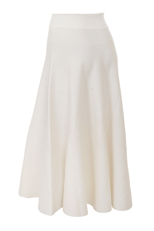 Solara  Ivory Wool Mix Flared Midi Skirt — image 8