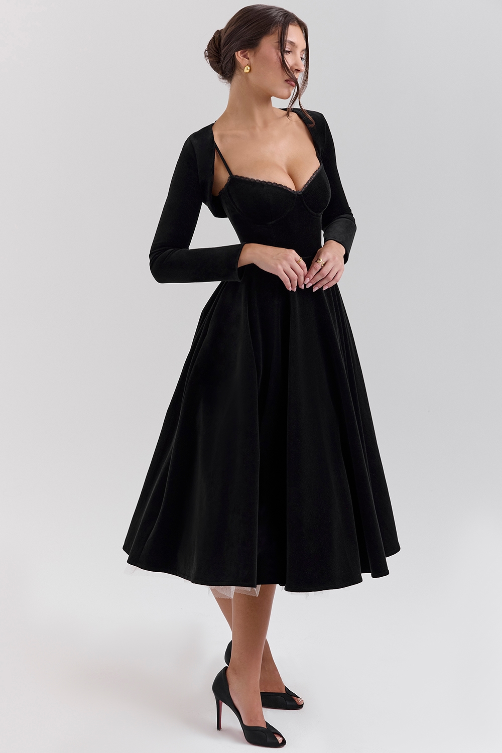 Mademoiselle  Black Velvet Tulle Midi Dress + Bolero — image 6