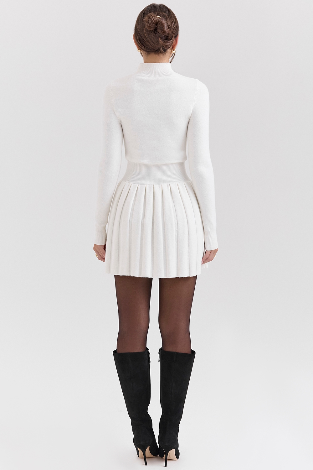 Willow  White Cashmere Blend Pleated Skated Mini Dress — image 7