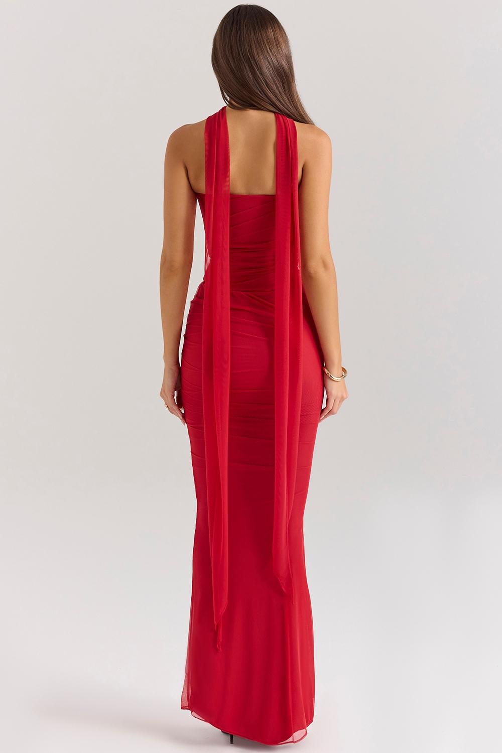 Hallie  Holly Red Strapless Corset Top with Detachable Neck Scarf — image 7