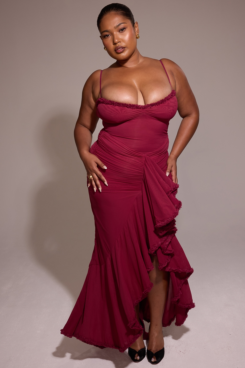 Gabbi  Wine Ruffled Front Gown — image 10