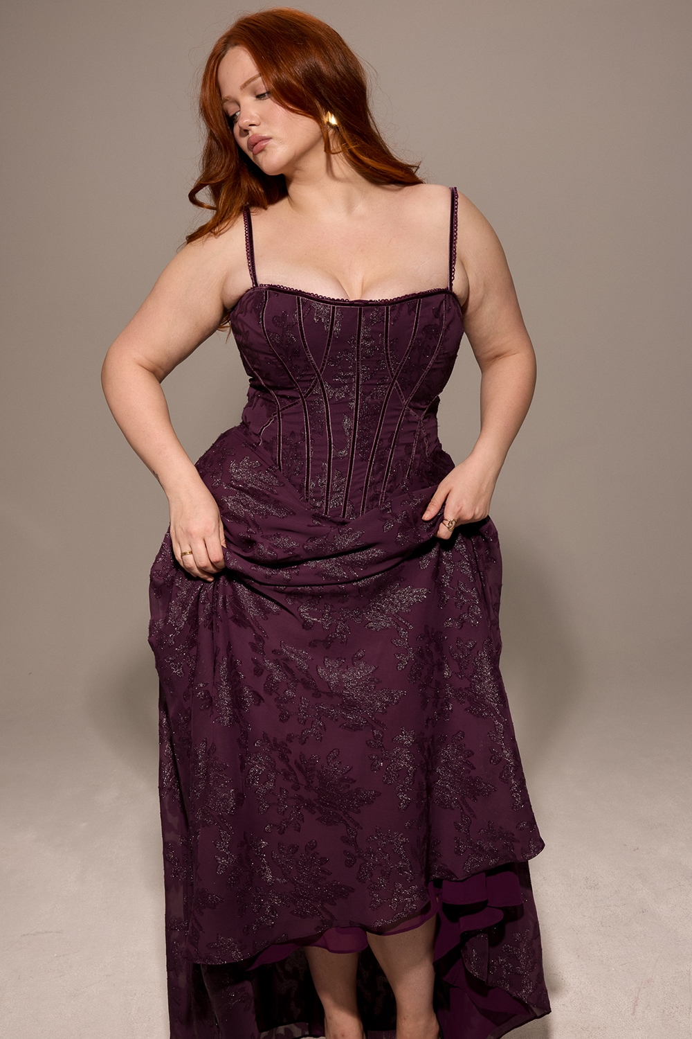 Esme  Grape Lurex Chiffon Maxi Dress — image 8