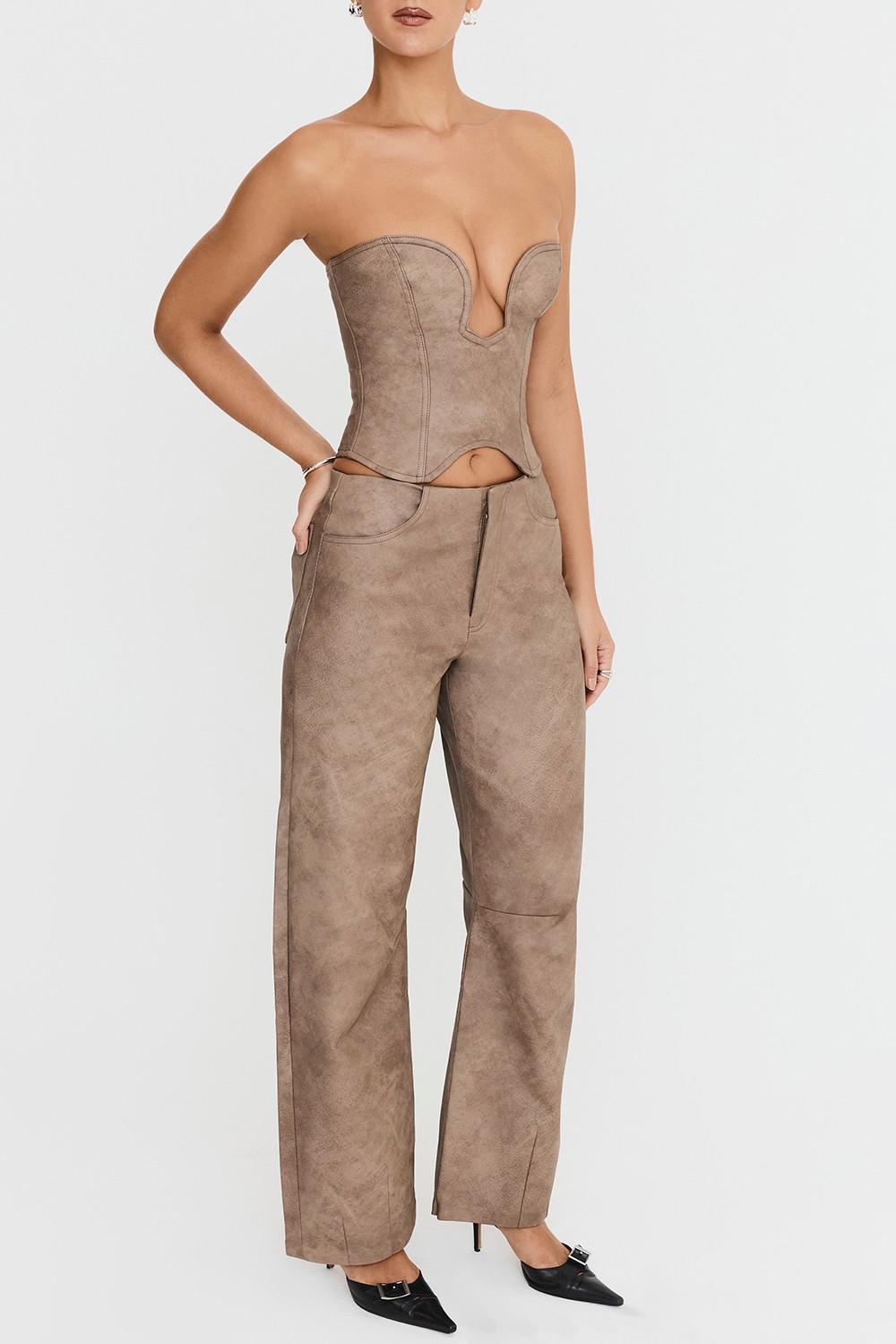 Mistress Rocks Mocha Vegan Leather Balloon Trousers - SALE — image 6