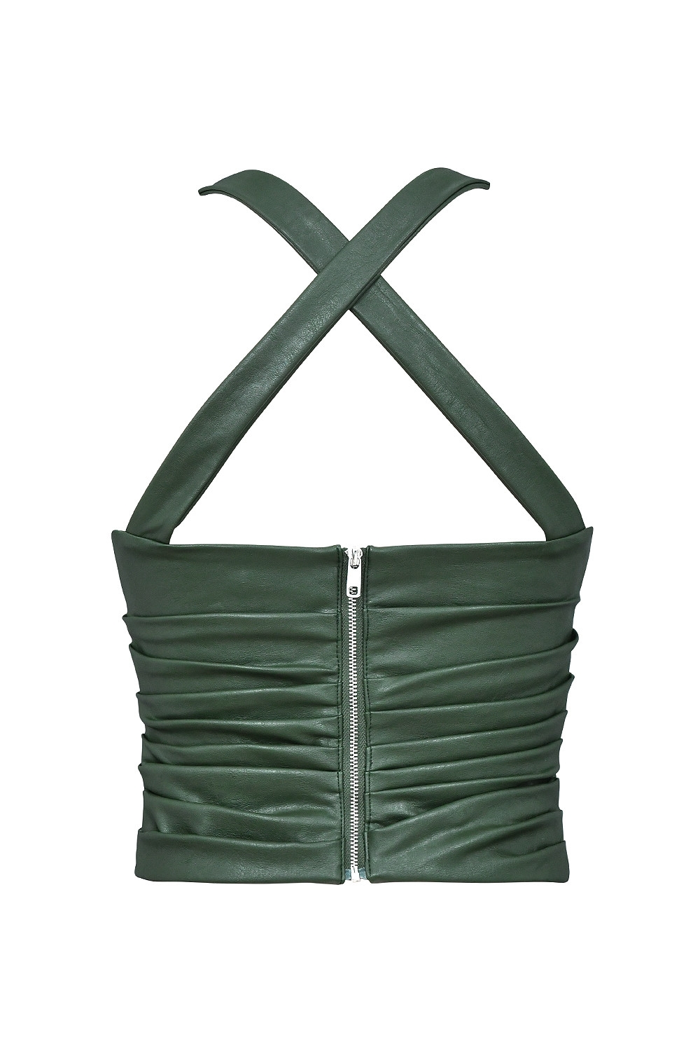 Mistress Rocks Evergreen Vegan Leather Gathered Top - SALE — image 10